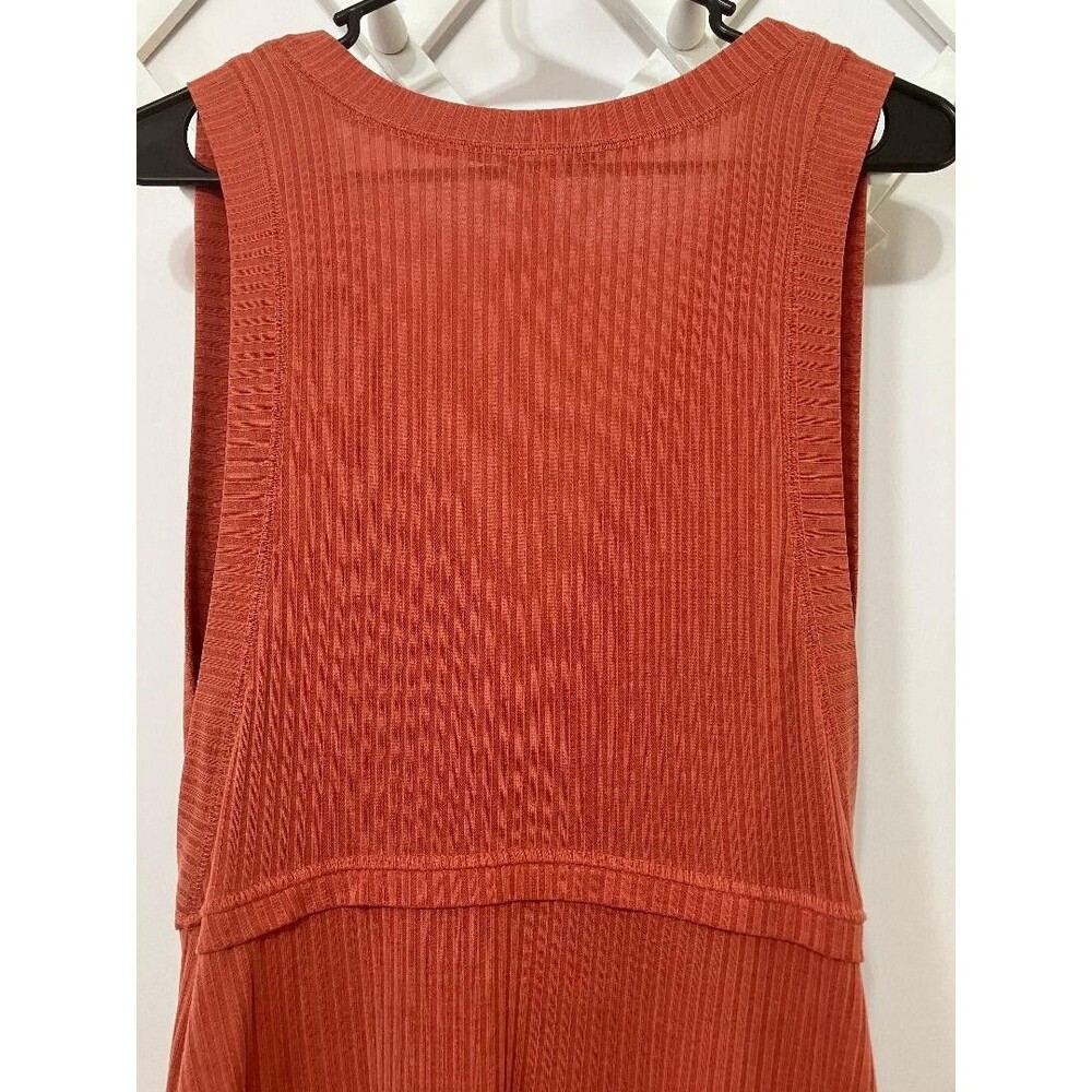 Free People S/P Burnt Orange Boho Maxi Tank Dress Faux Wrap Whimsigoth Aesthetic - Picture 4 of 10